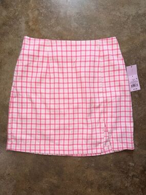 NWT Wild Fable - Pink and White Plaid Preppy Mini Skirt - Size 6